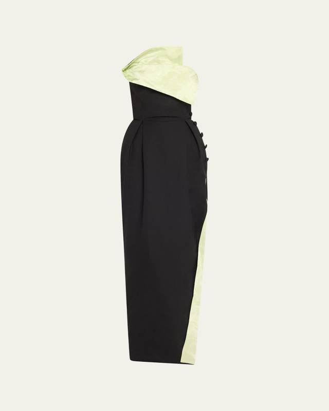 Peep Lapel Strapless Gown
